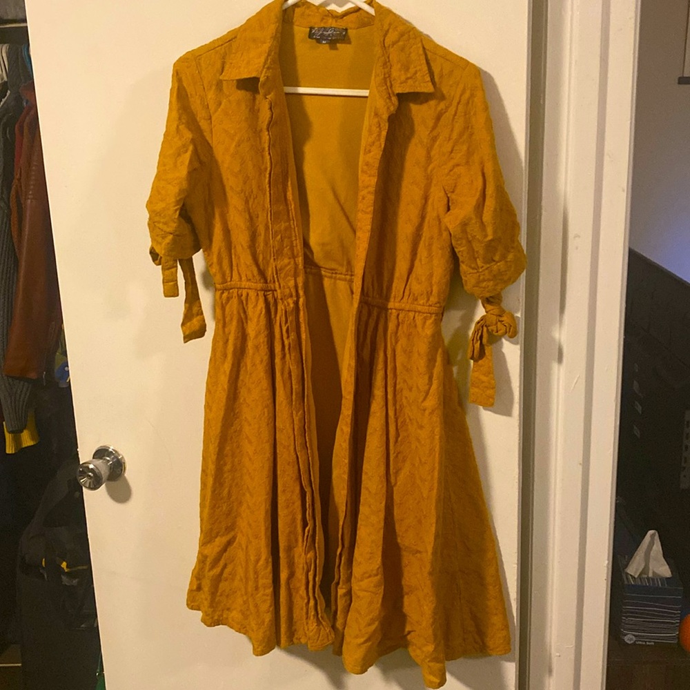 Jubilee Leaf Print Mustard Yellow Dress